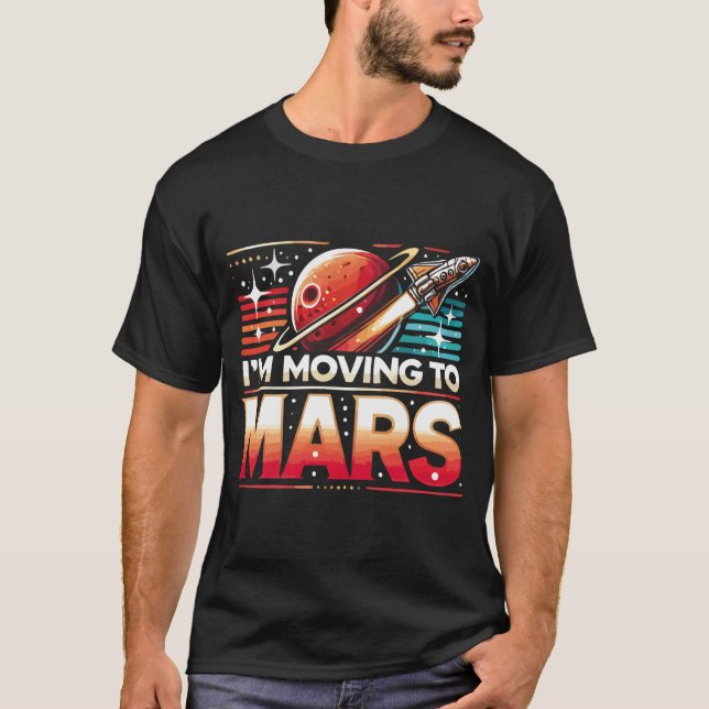 Camiseta Estou me mudando para Marte Basic Dark T-Shirt (Frente)