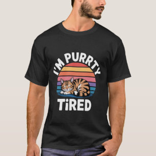 Camiseta Estou Muito Cansado Gato Sonolento Exaustão Humor