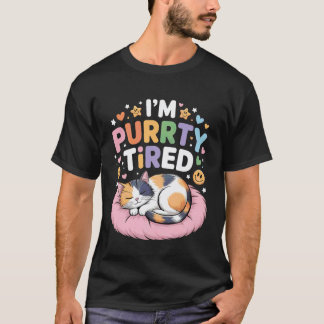 Camiseta Estou Muito Cansado Gato Sonolento Humor de Exaust