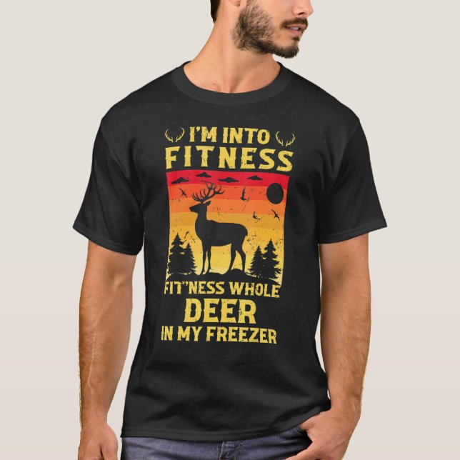Camiseta Estou na Ajustado Deer Freezer Caça 1 (Frente)