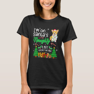 Camiseta Estou Na Lista de Travessos do Papai Noel Corgi Fo