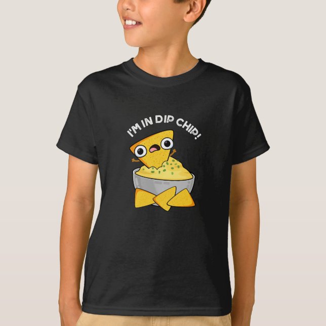 Camiseta Estou no Dip Chip Engraçado Comida Pun Dark BG (Frente)