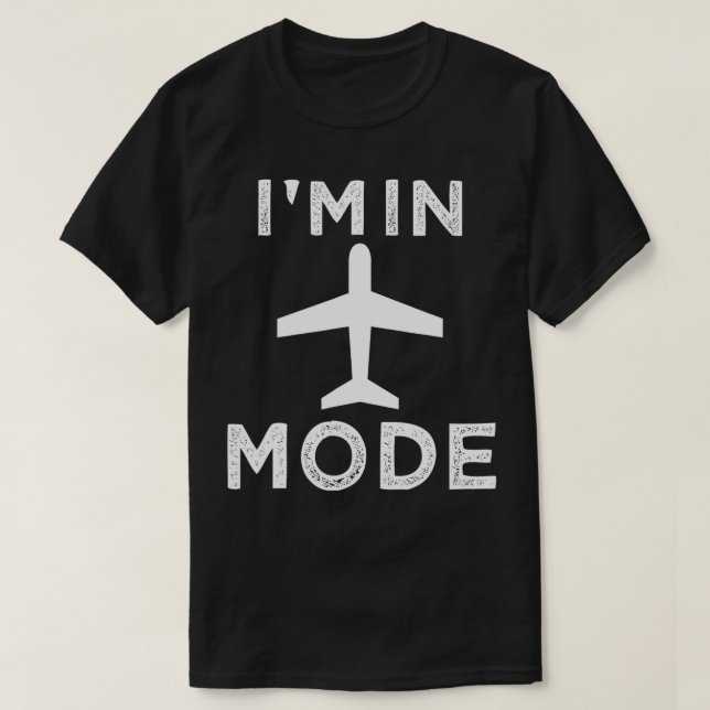 Camiseta Estou no modo de avião, viagem de aeroporto de fér (Frente do Design)