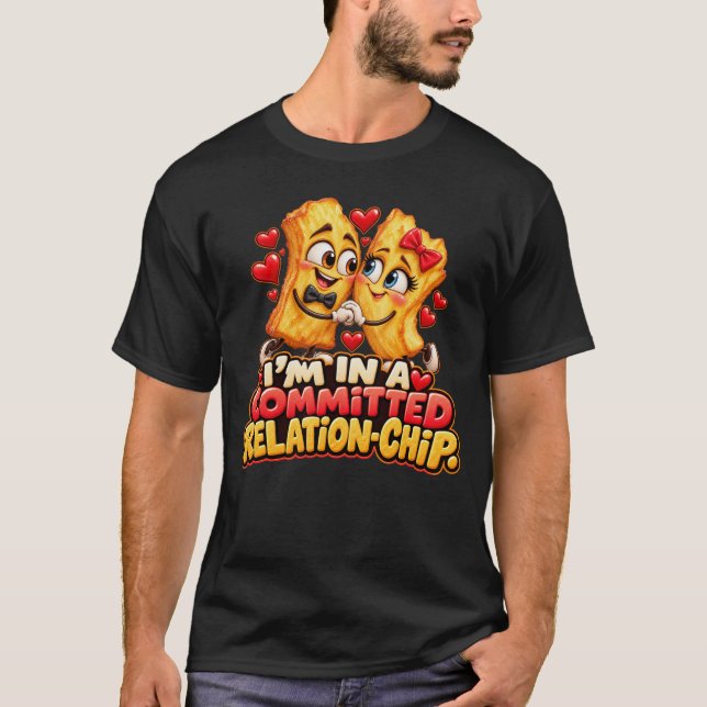 Camiseta Estou numa Relation-Chip Comprometida Batatas Frit (Frente)