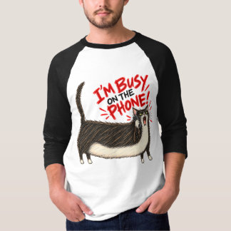Camiseta Estou Ocupado no Telefone – Gato de Smoking Gritan