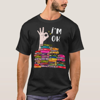 Camiseta Estou Ok Lendo Livros Amantes Bibliotecários Bookw