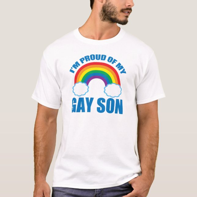 Camiseta Estou orgulhoso do meu Gay Filho LGBTQ Pai de apoi (Frente)
