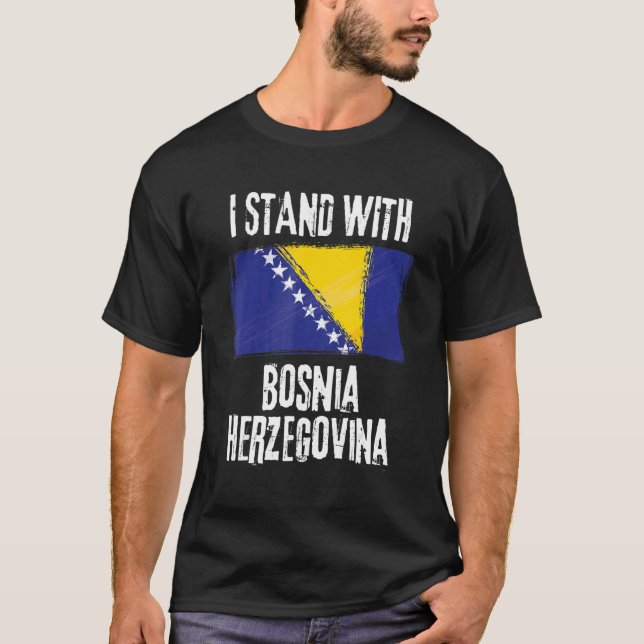 Camiseta Estou Presente Na Bandeira Bósniana Da Bósnia-Herz (Frente)