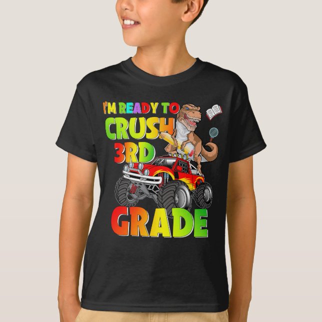 Camiseta Estou pronto para a pré-escola de dinossauros do 3 (Frente)