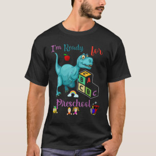 Camiseta Estou pronto para a pré-escola Dinossauro e blocos