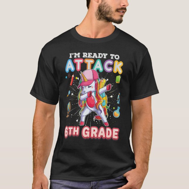 Camiseta Estou pronto para atacar o 6 de Nabbing Unicorn Ki (Frente)