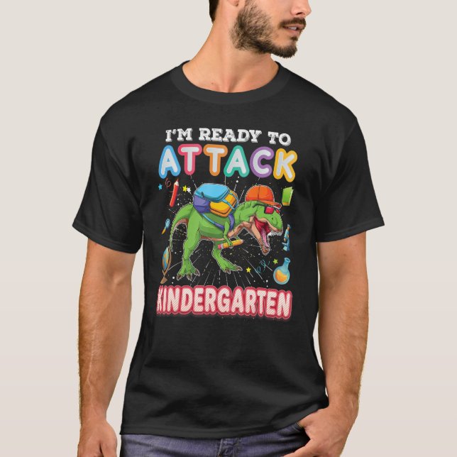 Camiseta Estou pronto para atacar o jardim de infância de v (Frente)