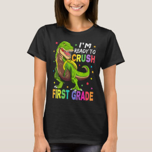 Camiseta Estou Pronto Para Detonar o 1º Ano Dinossauro de V