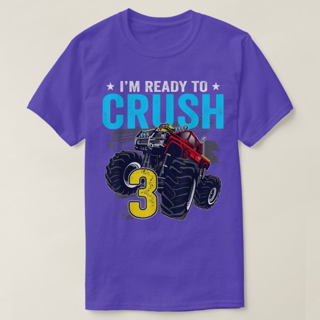 Camiseta Estou pronto para esmagar 3 Monstros aniversário d (Frente do Design)
