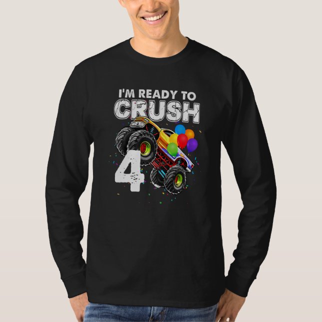 Camiseta Estou pronto para esmagar 4 Monstros, 4, 4, Aniver (Frente)