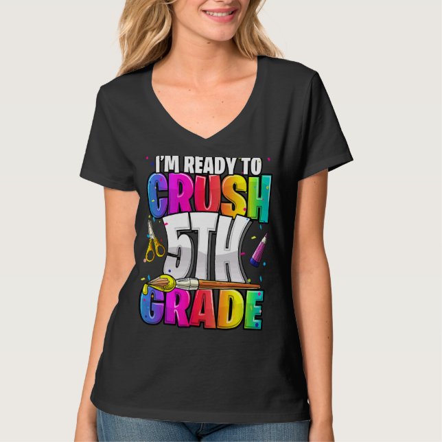 Camiseta Estou pronto para esmagar 5 de volta ao kit escola (Frente)