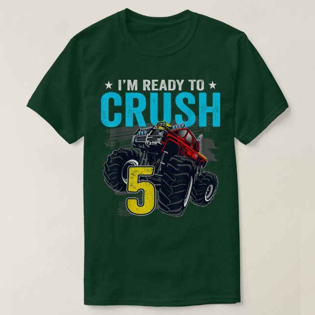 Camiseta Estou pronto para esmagar 5 Monstros 5 de Aniversá (Frente do Design)