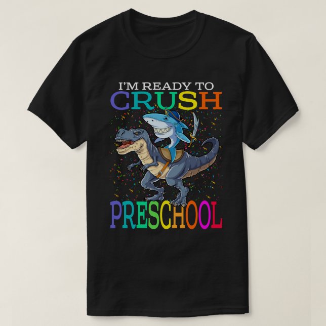 Camiseta Estou pronto para esmagar a pré-escola dinossauro  (Frente do Design)