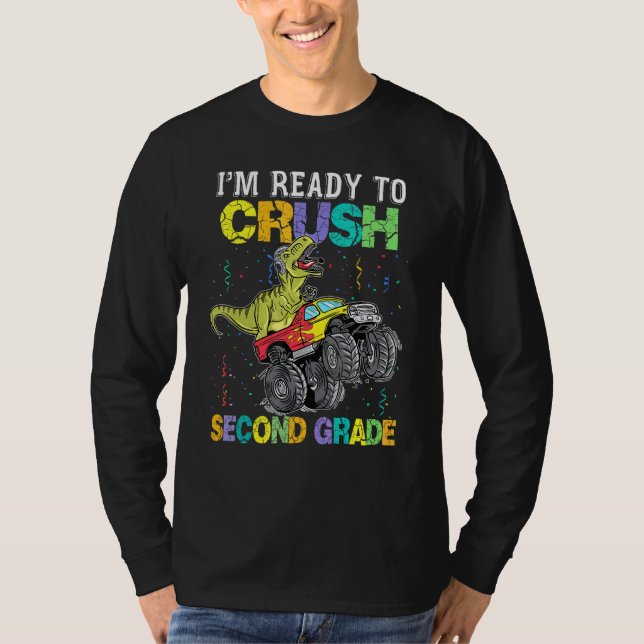 Camiseta Estou Pronto Para Esmagar Dinossauro De Caminhão M (Frente)