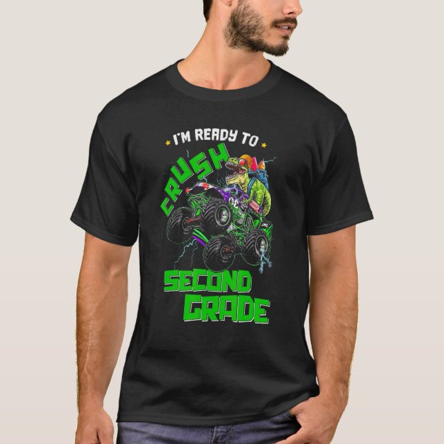 Camiseta Estou Pronto Para Esmagar Dinossauro De Caminhão M (Frente)