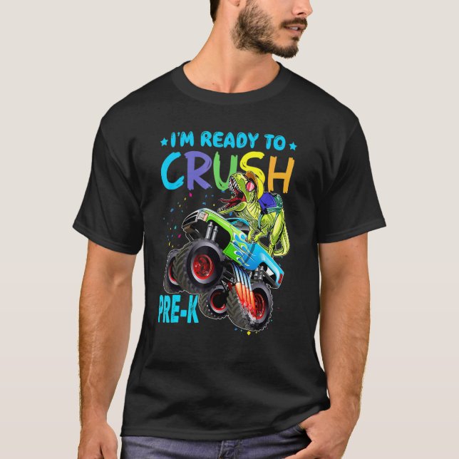 Camiseta Estou pronto para esmagar o Dinossauro de Caminhão (Frente)