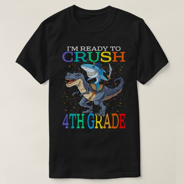 Camiseta Estou pronto para esmagar o dinossauro de tubarão  (Frente do Design)