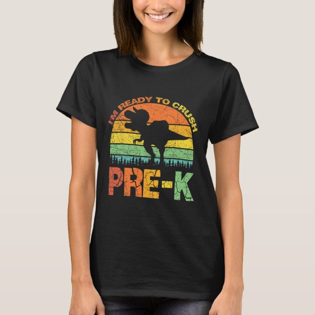 Camiseta Estou pronto para esmagar o Dinossauro Pré K T Rex (Frente)
