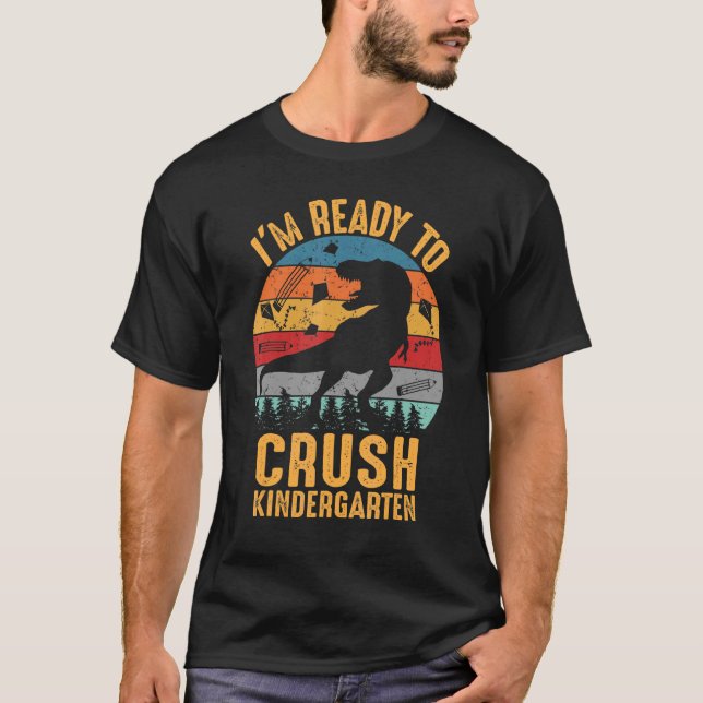 Camiseta Estou Pronto Para Esmagar O Dinossauro Retro Vint (Frente)