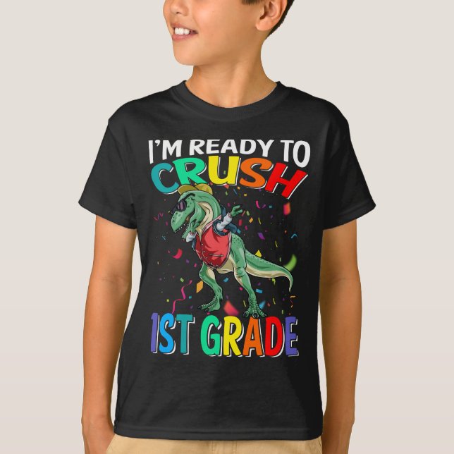 Camiseta Estou pronto para esmagar o Dinossauro rua (Frente)