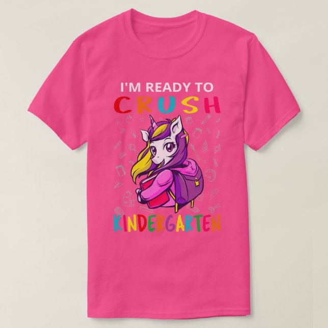 Camiseta Estou Pronto Para Esmagar O Kindergarten V Unicorn (Frente do Design)