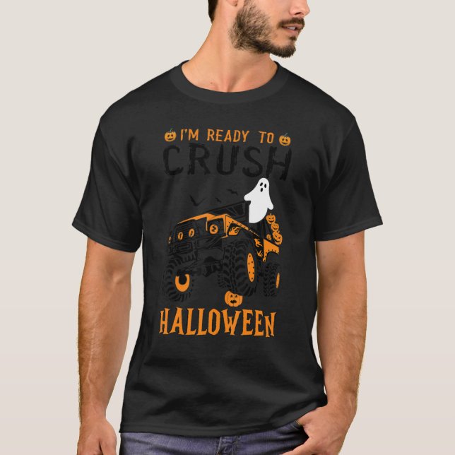 Camiseta Estou pronto para esmagar o monstro do Halloween P (Frente)