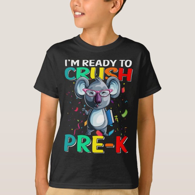 Camiseta Estou Pronto Para Esmagar O Pré-K Koala De Volta À (Frente)