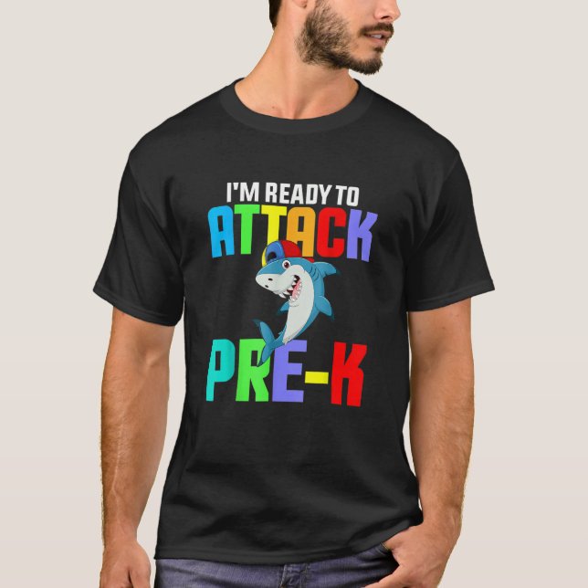 Camiseta Estou pronto para esmagar o pré K Shark de volta à (Frente)