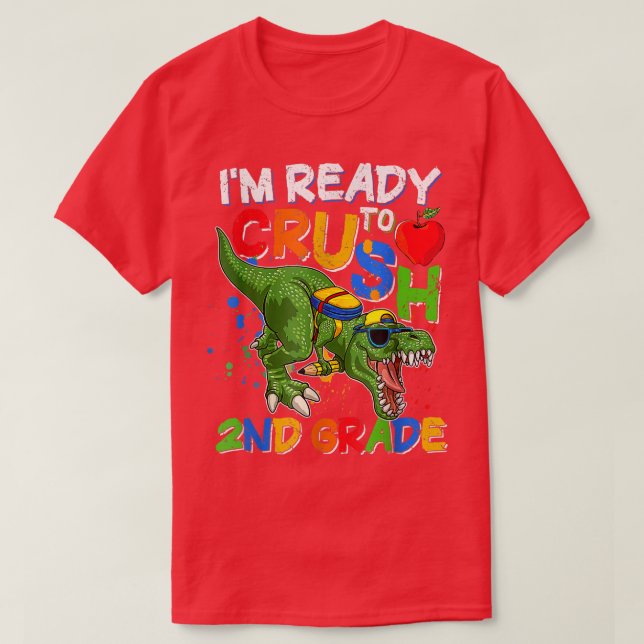 Camiseta Estou pronto para esmagar o segundo Grau Dino de v (Frente do Design)