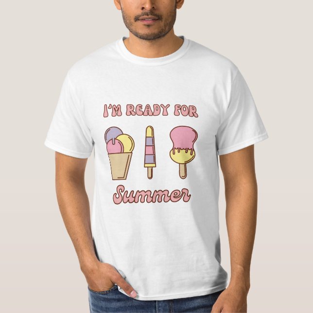 Camiseta Estou pronto para o verão, sorvete T-Shirt engraça (Frente)