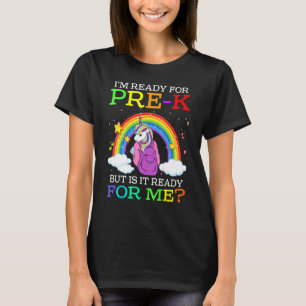 Camiseta Estou Pronto Para Pré K Unicórnio Arco-íris