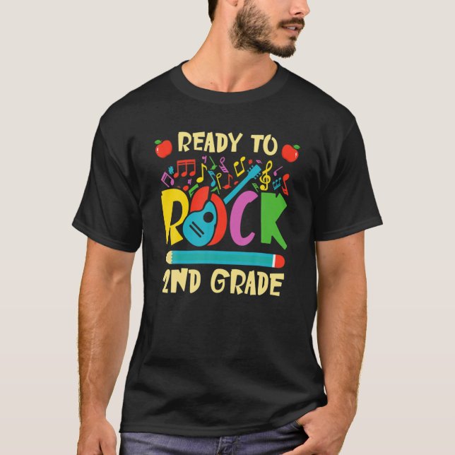 Camiseta Estou pronto para retornar à escola a guitarra do  (Frente)