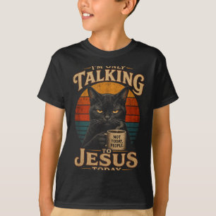 Camiseta Estou Só Falando Com Jesus Hoje Gato Cristão Com