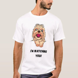 Camiseta Estou te observando! Cachorro Engraçado