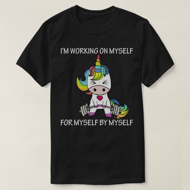 Camiseta Estou Trabalhando Para Mim Mesmo Unicorn Engraçado (Frente do Design)