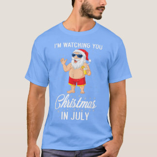 Camiseta Estou Vendo Vocês Papais noeis Natal Em Julho Verã