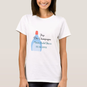 Camiseta Estoure o Champanhe azul chá de noiva adicionar no