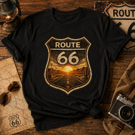 Camiseta Estrada Clássica Americana do Pôr do Sol da Rota 6