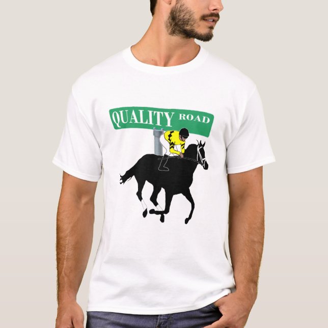 Camiseta Estrada da qualidade - sinal de rua (Frente)