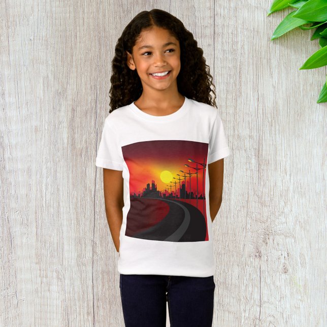Camiseta Estrada Em T-Shirt Para Raparigas Sunset (Criador carregado)