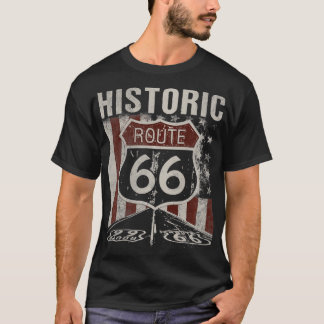 Camiseta Estrada Histórica dos EUA Rota 66 Rodovia Vintage