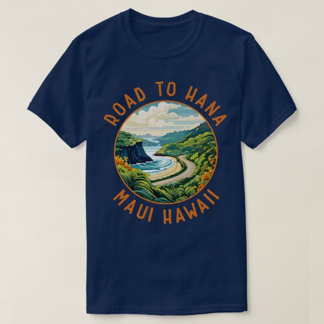 Camiseta Estrada para Hana Maui Hawaii - Círculo Retroalter (Frente do Design)