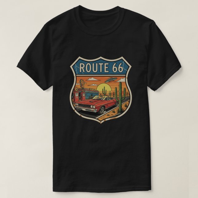 Camiseta Estrada Retrô Rota 66 (Frente do Design)