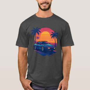 Camiseta Estradas Retro Sonhos Neon Carro dos Anos 80 Arte