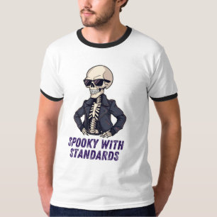 Camiseta Estranho Com Padrões - Esqueleto Elegante Engraçad